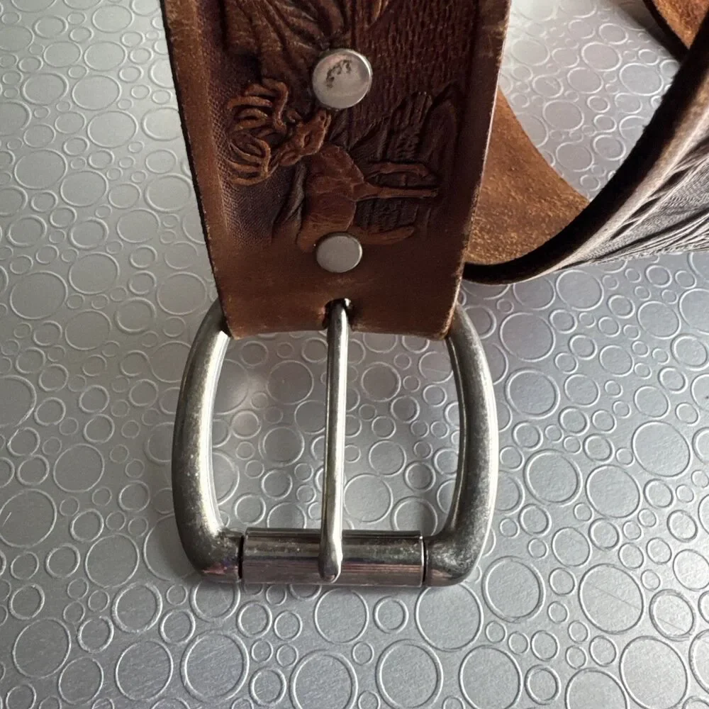 Vtg Chambers Belt Co Grand Teton National Park Tooled Leather 40 Gorpcore Brown